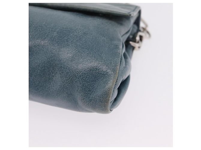 Miu Miu Matelasse Chain Shoulder Bag Vitellolux Blue Silver - vista 17