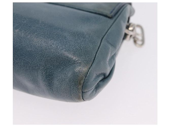 Miu Miu Matelasse Chain Shoulder Bag Vitellolux Blue Silver - vista 19