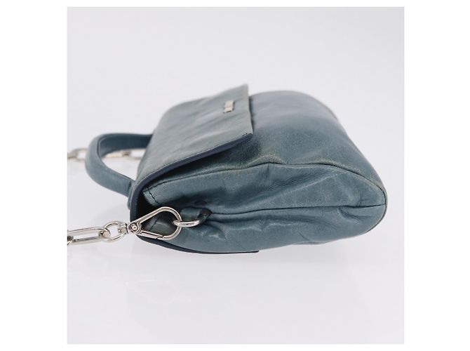 Miu Miu Matelasse Chain Shoulder Bag Vitellolux Blue Silver - vista 4