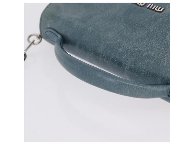 Miu Miu Matelasse Chain Shoulder Bag Vitellolux Blue Silver - vista 7