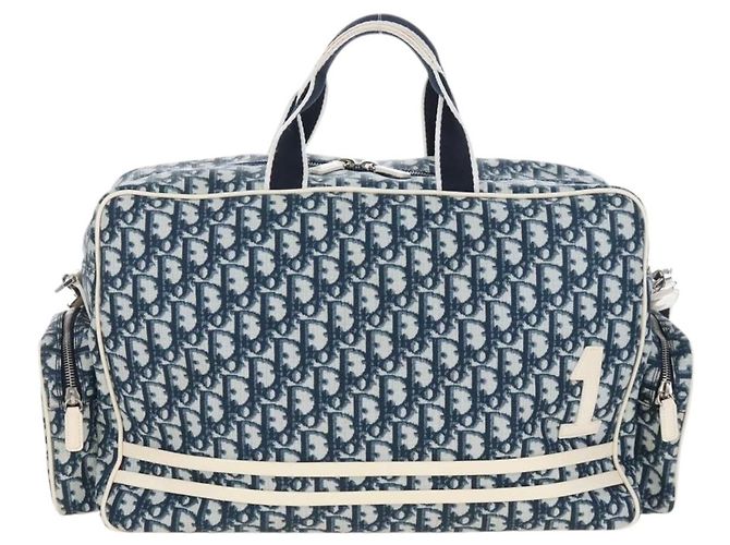 Christian Dior Trotter Canvas Boston Bag PVC 2way Navy Silver - vista 13