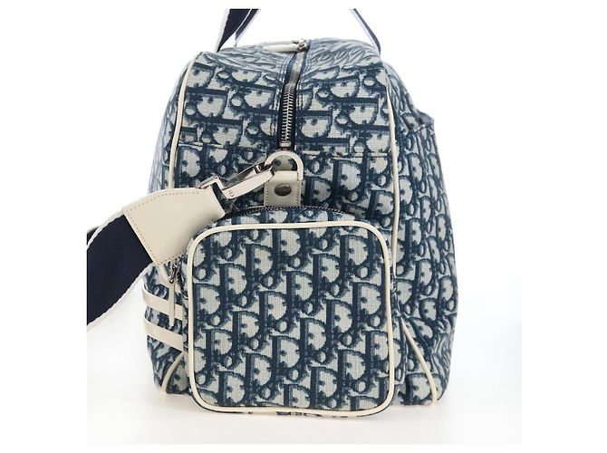 Christian Dior Trotter Canvas Boston Bag PVC 2way Navy Silver - vista 3