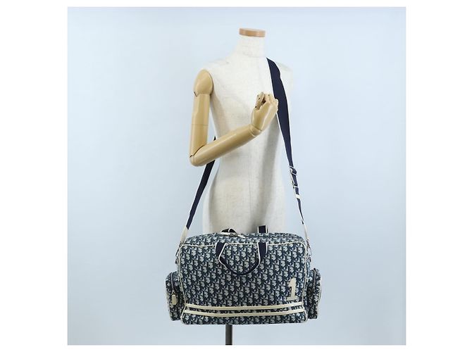 Christian Dior Trotter Canvas Boston Bag PVC 2way Navy Silver - vista 30