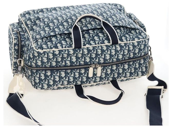 Christian Dior Trotter Canvas Boston Bag PVC 2way Navy Silver - vista 6