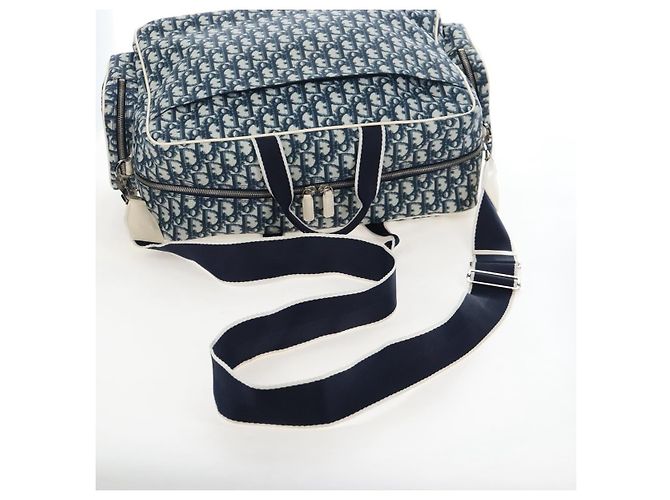 Christian Dior Trotter Canvas Boston Bag PVC 2way Navy Silver - vista 8