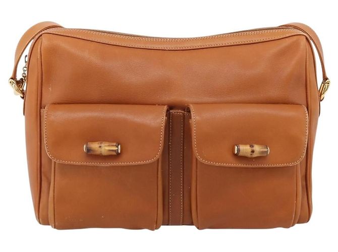 GUCCI Bamboo Shoulder Bag Leather Brown Gold - vista 2