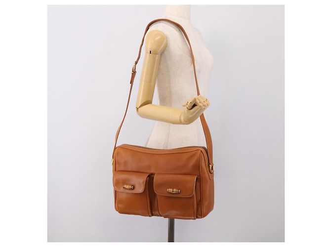 GUCCI Bamboo Shoulder Bag Leather Brown Gold - vista 24