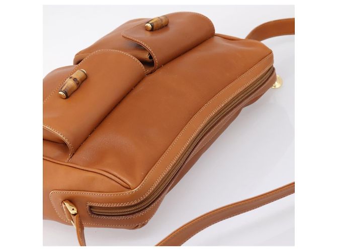 GUCCI Bamboo Shoulder Bag Leather Brown Gold - vista 6