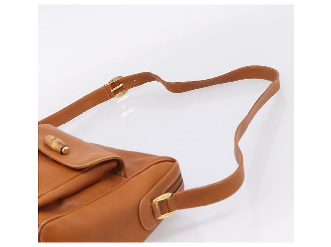 GUCCI Bamboo Shoulder Bag Leather Brown Gold - vista 8