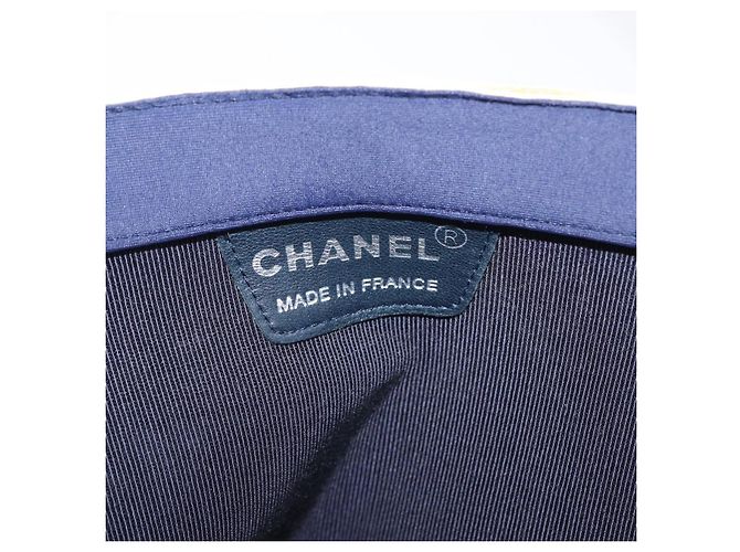 CHANEL Hand Bag Cotton jersey Navy Silver CC - vista 15