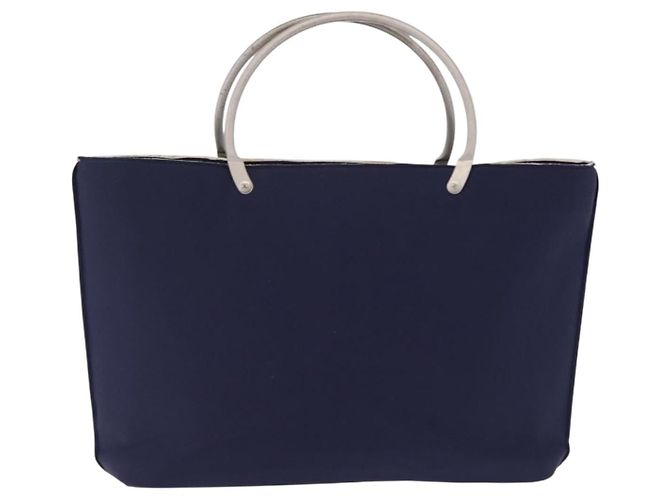 CHANEL Hand Bag Cotton jersey Navy Silver CC - vista 2
