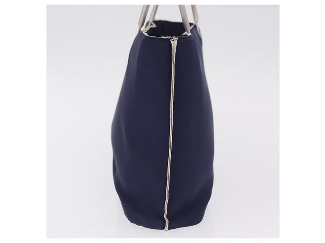 CHANEL Hand Bag Cotton jersey Navy Silver CC - vista 5