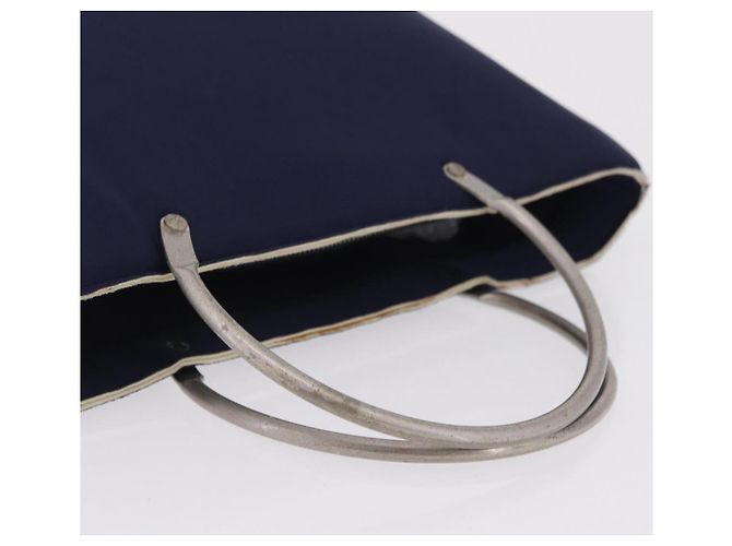 CHANEL Hand Bag Cotton jersey Navy Silver CC - vista 7