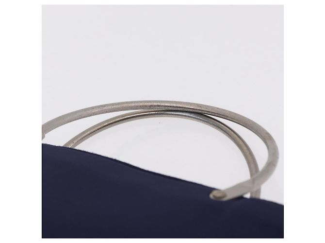 CHANEL Hand Bag Cotton jersey Navy Silver CC - vista 8