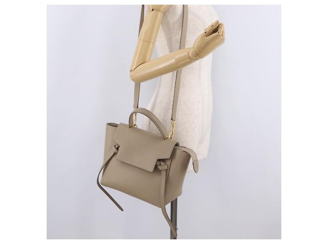Céline CELINE Belt Bag Hand Bag Leather 2way Beige Gold Tone - vista 31