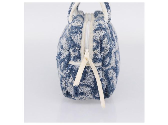 Christian Dior Trotter Canvas Hand Bag Pile Blue White - vista 3