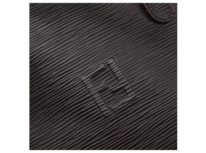 FENDI Hand Bag Leather Dark Brown Gold Tone - vista 19