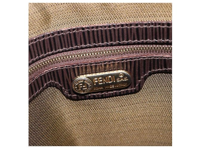 FENDI Hand Bag Leather Dark Brown Gold Tone - vista 20