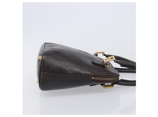 FENDI Hand Bag Leather Dark Brown Gold Tone - vista 3