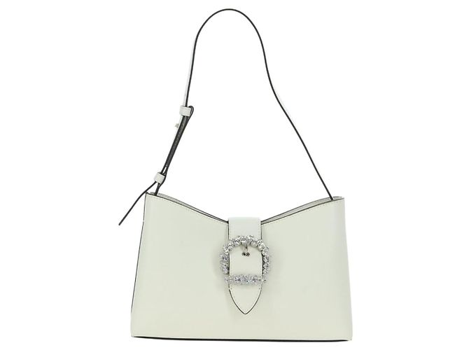 Jimmy Choo Cheri Crystal Hobo Shoulder Bag Leather White Silver - vista 13