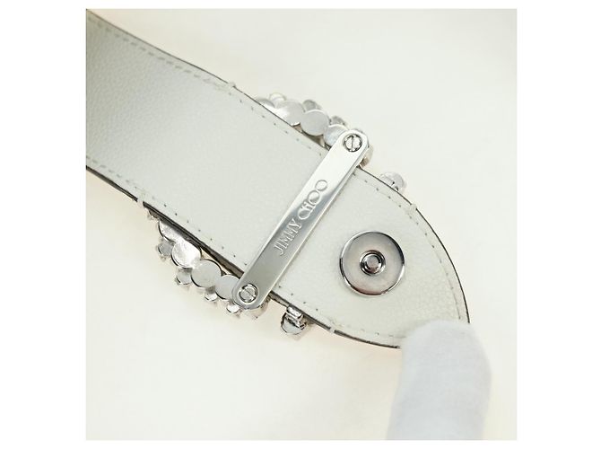 Jimmy Choo Cheri Crystal Hobo Shoulder Bag Leather White Silver - vista 20