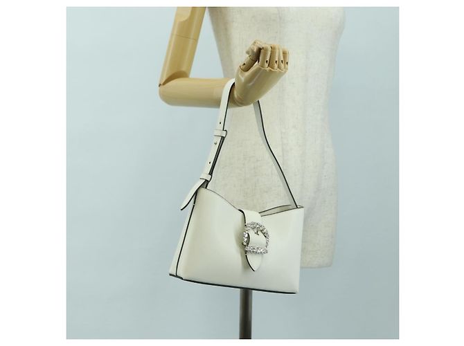 Jimmy Choo Cheri Crystal Hobo Shoulder Bag Leather White Silver - vista 25