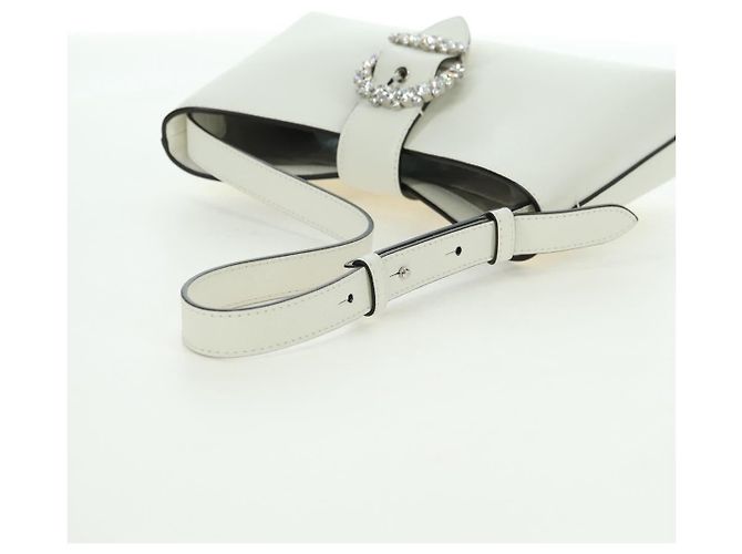 Jimmy Choo Cheri Crystal Hobo Shoulder Bag Leather White Silver - vista 7