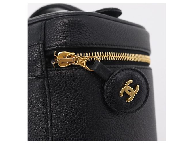 CHANEL Vanity Hand Bag Caviar Skin Black Gold CC - vista 16