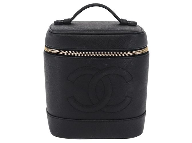 CHANEL Vanity Hand Bag Caviar Skin Black Gold CC - vista 2