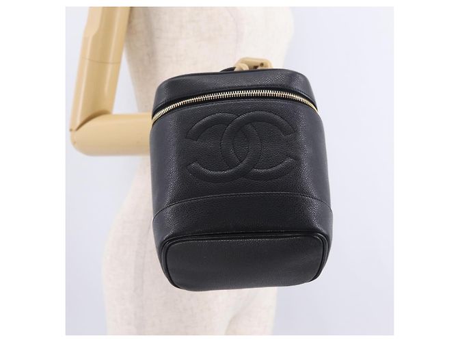 CHANEL Vanity Hand Bag Caviar Skin Black Gold CC - vista 25