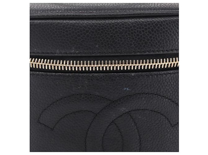 CHANEL Vanity Hand Bag Caviar Skin Black Gold CC - vista 3