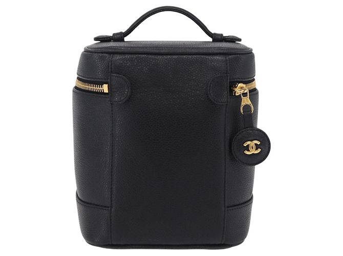 CHANEL Vanity Hand Bag Caviar Skin Black Gold CC - vista 4