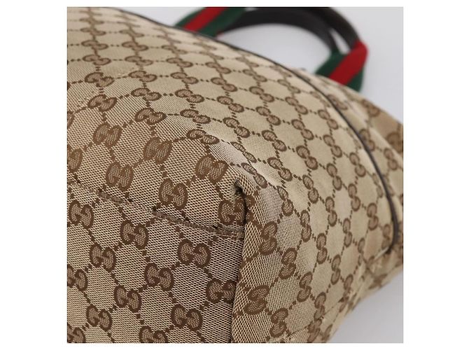GUCCI GG Canvas Web Sherry Line Tote Bag Beige 155524 - vista 10