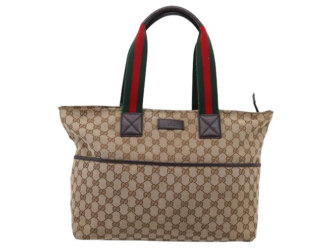 GUCCI GG Canvas Web Sherry Line Tote Bag Beige 155524 - vista 2
