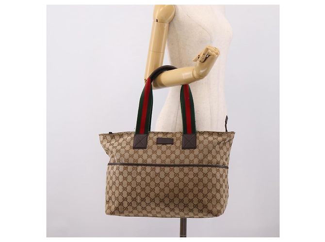 GUCCI GG Canvas Web Sherry Line Tote Bag Beige 155524 - vista 24