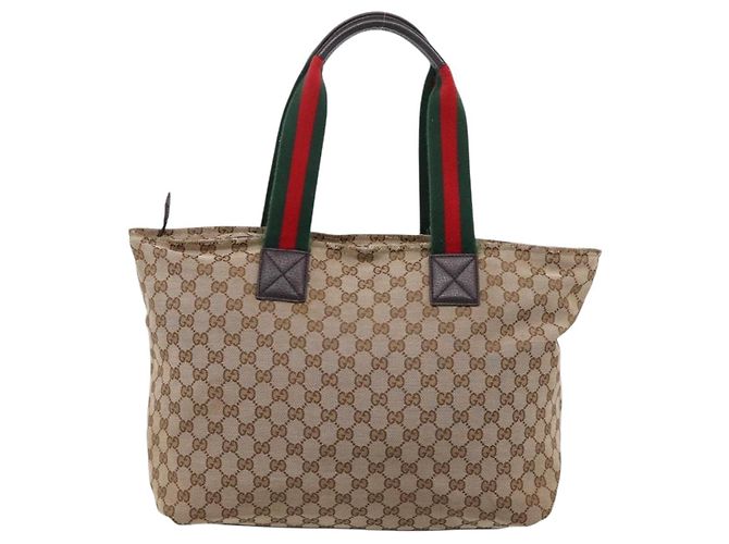 GUCCI GG Canvas Web Sherry Line Tote Bag Beige 155524 - vista 3
