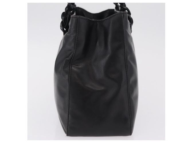 PRADA Schultertasche Tote mit Kette aus Leder Schwarz - Ansicht 4
