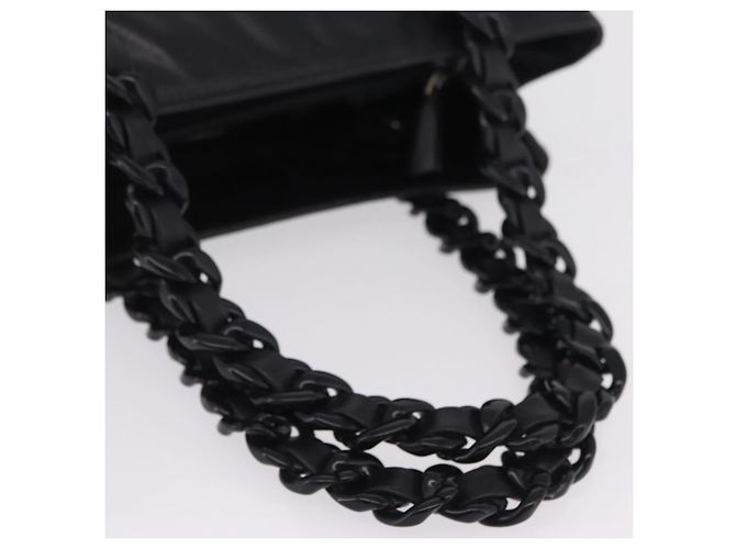 PRADA Schultertasche Tote mit Kette aus Leder Schwarz - Ansicht 7