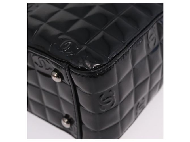CHANEL Patent leather Hand Bag Leather Black Silver CC - vista 15