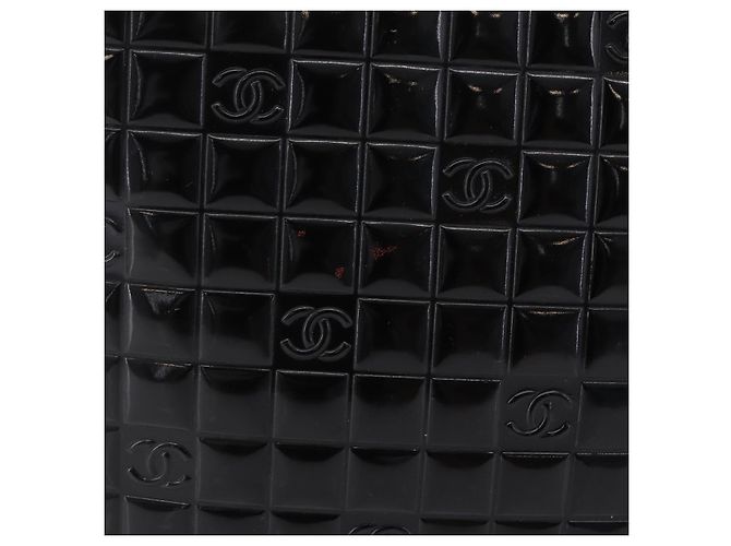 CHANEL Patent leather Hand Bag Leather Black Silver CC - vista 4