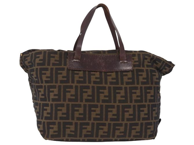 FENDI Zucca Canvas Hand Bag Black Brown - vista 2