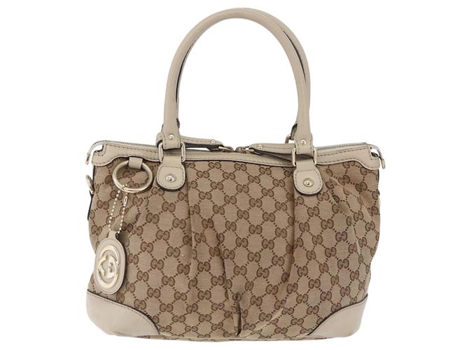 GUCCI GG Canvas Hand Bag Beige Gold 247902 - vista 2