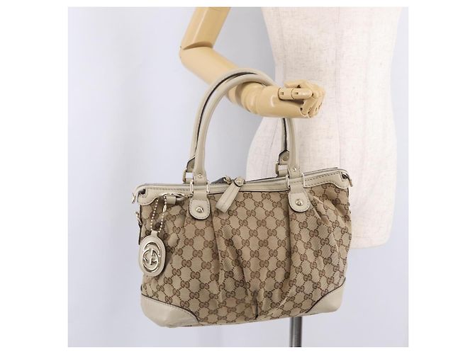 GUCCI GG Canvas Hand Bag Beige Gold 247902 - vista 26