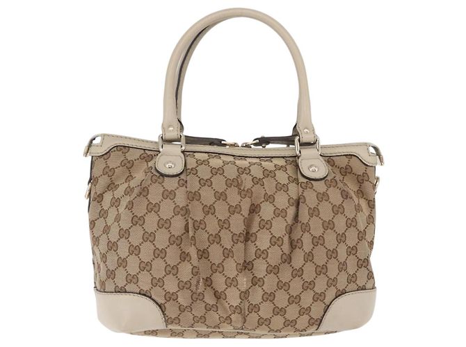 GUCCI GG Canvas Hand Bag Beige Gold 247902 - vista 3
