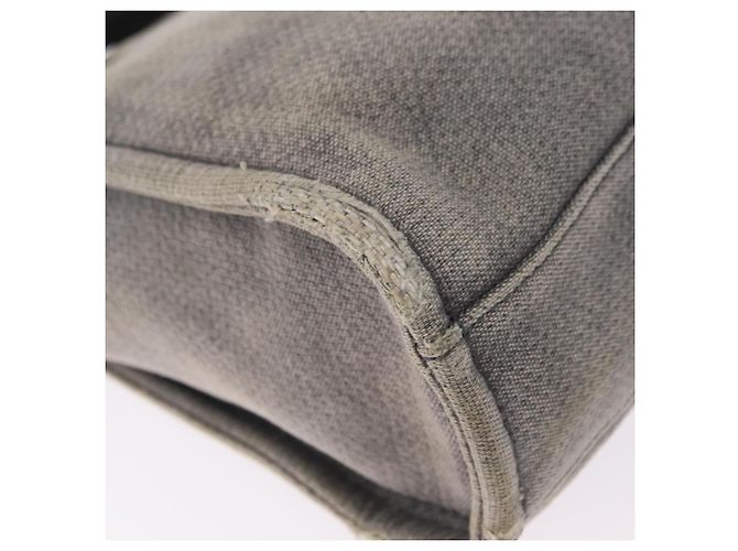CHANEL Chain Deauville Tote Bag Canvas Gray Silver CC - vista 13
