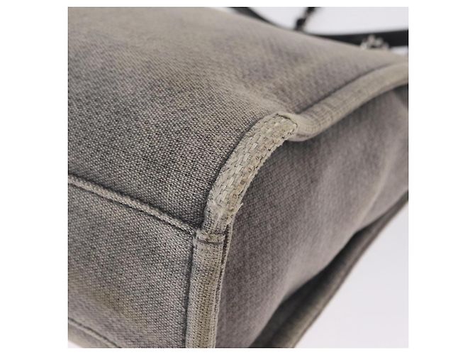 CHANEL Chain Deauville Tote Bag Canvas Gray Silver CC - vista 14