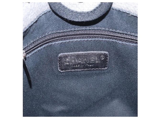 CHANEL Chain Deauville Tote Bag Canvas Gray Silver CC - vista 17