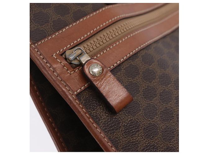 Céline CELINE Macadam Canvas Tote Bag PVC Leather Brown Gold - vista 17