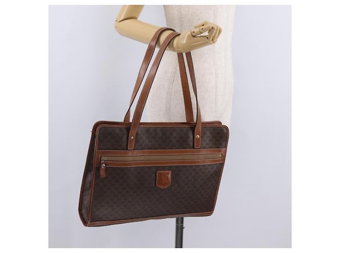 Céline CELINE Macadam Canvas Tote Bag PVC Leather Brown Gold - vista 27