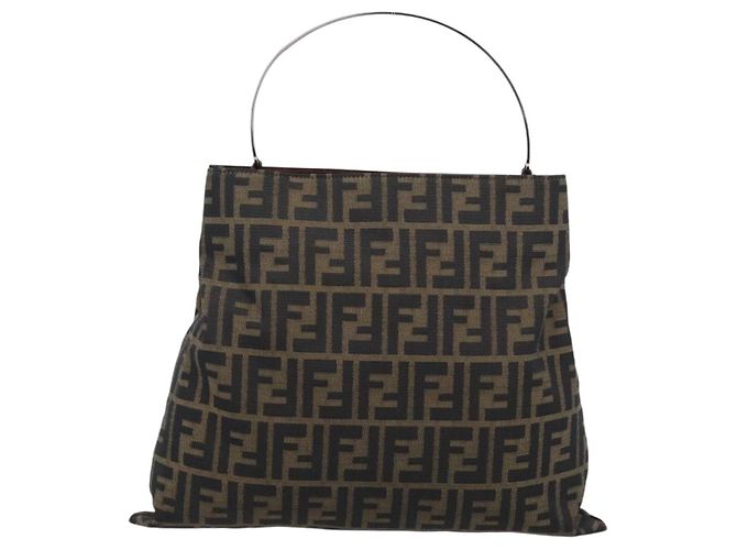 FENDI Zucca Canvas Hand Bag Brown Black - vista 2